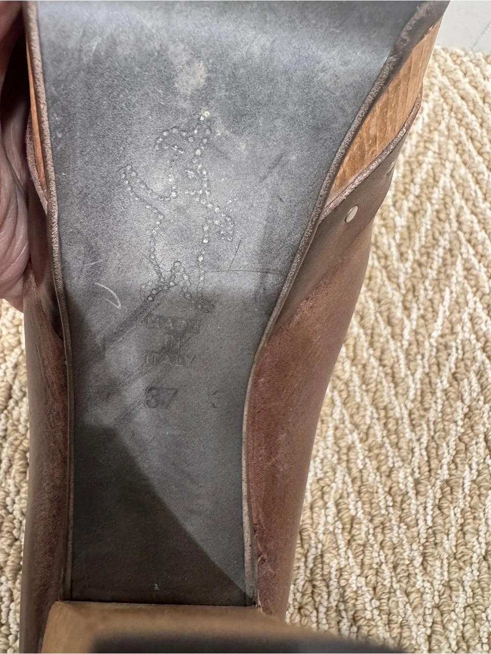 Vintage Marni « Tronchetto » Brown Leather and Wood Platform Ankle Boots Size 37